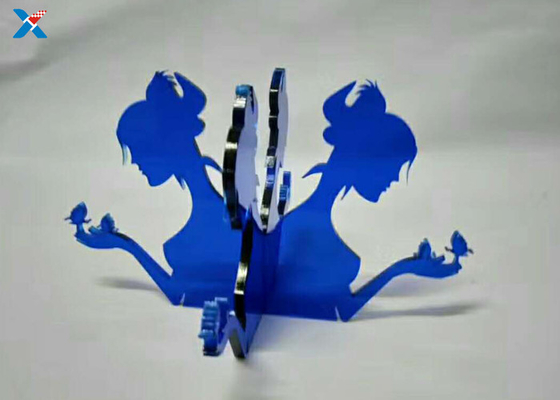 Berwarna biru 1mm Kustom Acrylic Stand PMMA Laser Cut Bentuk Plastik