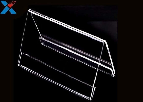 3mm V Bentuk Lembar Tampilan Akrilik Pemegang Tanda Meja Perspex yang Jelas