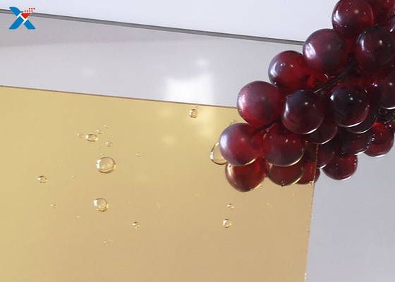 Golden 2mm Acrylic Mirror Sheet Dinding Dekoratif Panel Kaca Plexi